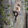 Franky working through the crux sequence on his send go! If you don't want to commit to the iconic barefoot beta, the split-shoe approach is a pretty good alternative.