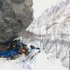 Pablo Excalibur and (pre med) Dr. Matts Peters enjoy the boulder bivy with a view-Feb .2018