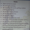 A posted rules sign. Photo used with permission.