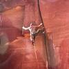 Rick Wyatt on the first ascent. Taken by David Jenkins and posted with the permission of David Jenkins.