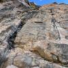 The first pitch of the headwall off of the terrace.