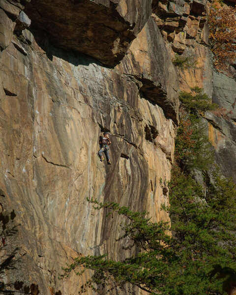 -climber at the top of the pitch