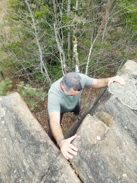 Rock Climbing in Hooper Garnet mine, Adirondacks