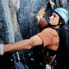 Lou at belay duty for a hooking pitch, 1999.