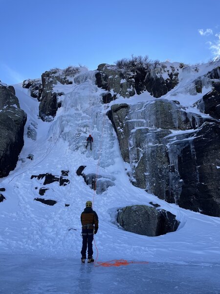 Timberline conditions on 11/16/22. A little hollow on the far left and the very top of the flow, but it is solid ice in the center.