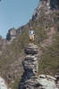 March, 1975 - Leland, the poser, bouldering up atop a spire ... anyone know the name of this feature?