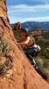 Abi, a BASIS Goodyear Climbing Team member, on TR on "Slabtastically Fun" during a beautiful winter day in Sedona.