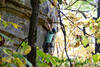 Lead climber on Don't Stretch It during King of the Crag '22