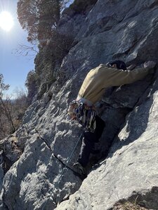 Matt leading One Bowl Gully (5.1)