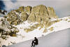 Some ice axe practice on the slopes below Hallett Peak before making an ascent of the Dragon's Tail Couloir, May 2021.