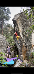 Crux move going to the good rail