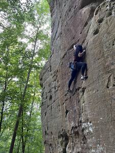 Moving off two crimps to a left hand sloper - I hated it. The crimp to the left is much better, IMO. (photo cred Tyler Bauer)