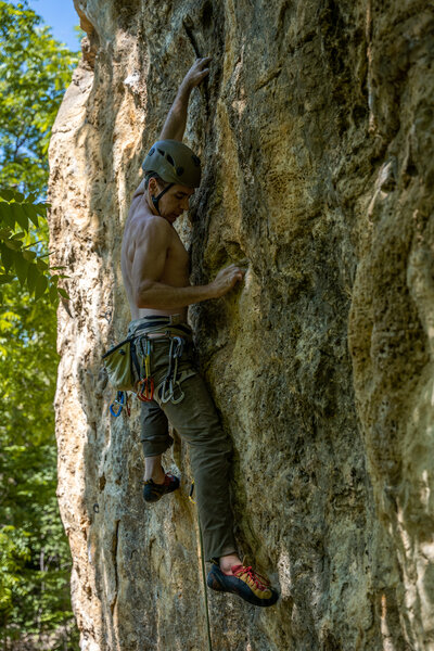 Eric exiting the crux!