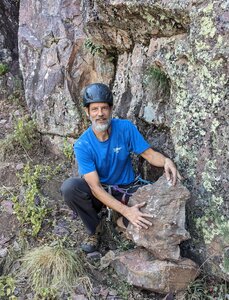 Erstwhile flake from the crux move.