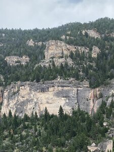 Climber in the middle of Powers Wall