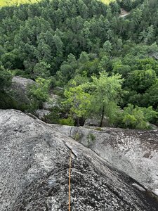 Looking down at the dubious flake of Kill Your Television while TR soloing. It sure feels funny to mantle onto that thing.