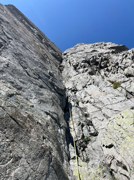 The base of the first pitch with Pascal on lead