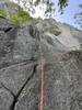 Jared making his way to the crux section of Black Lung