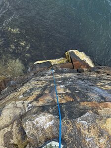 Looking down at the beautiful rock.