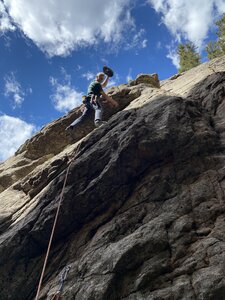 Having fun at the crux.