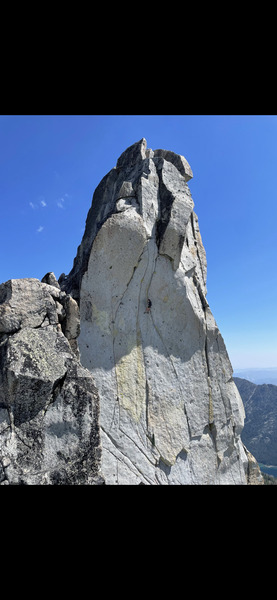 Me on an early toprope solo mission, photo taken from the west ridge