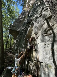 Clipping the first piece on Boldina with a good spot from Jason Shao