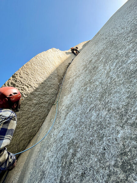 In the easier section about halfway up the dihedral