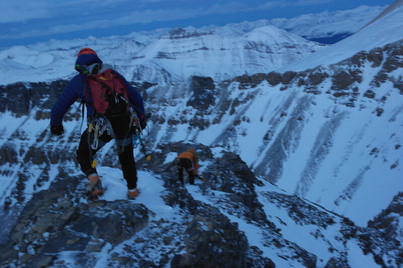 Racing darkness headed to the AA Col to descend.