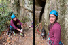 A non-crack climber before (left) and after (right) climbing Supercrack.  It might feel very strenuous for some.