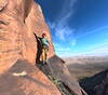 Cool ledge on top of the flake pitch! Traverse this corner to join the main OW crack.