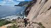 Looking back at the traverse down from leviathan ledge to the main wall