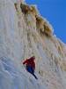 Stas Beskin before commiting on the amazing ice umbrellas of the "money" pitch. Picture from Wild Ice.