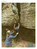 top rope set with trad anchor, inverted start via high hand stack, then get feet up high into the offwidth, then start working onto face holds as in this photo to right-side up