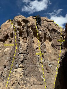 Routes on the China Doll Boulder