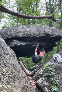 Sloping lip before moving up to top out.