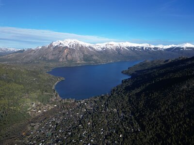 Cerro San Martín on the right in the shadows above Lago Gutierrez and Los Coihues