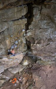 Jason firing into the crux