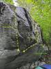 The Skid Maze Boulder. Alternate starts not shown.