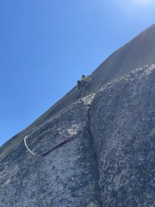 Easy final pitch to the top. A few hand jams then pretty much crack walking to the top.
