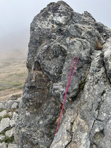 New rappel/lower point above this section.