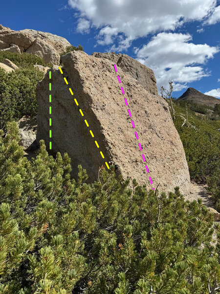 Yellow: Islaw Arete, Pink: Slab Rehab, Green: project
