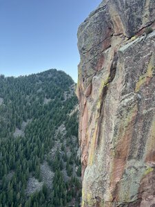 The glorious panel of rock that is the final pitch of Centaur.