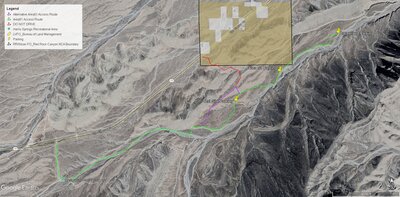 General map showing the new suggested access to this area. The previous access crosses through an OHV Closure area that is now being enforced.