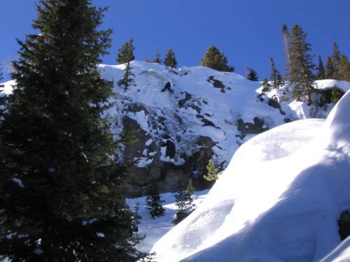 Nymph Lake cliffs, Jan 11, 2004, right side.