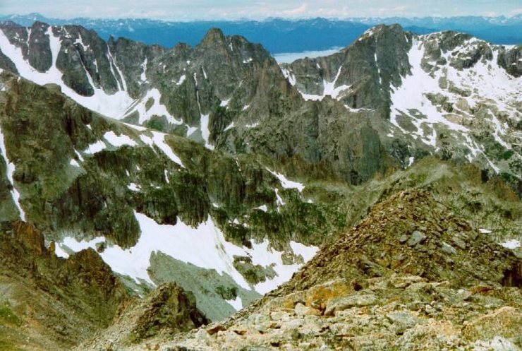 This view, looking south west from the summit of Mt. Toll, is one of the best views you can get anywhere in the state.  The snowfield visible at the far left is Apache glacier.