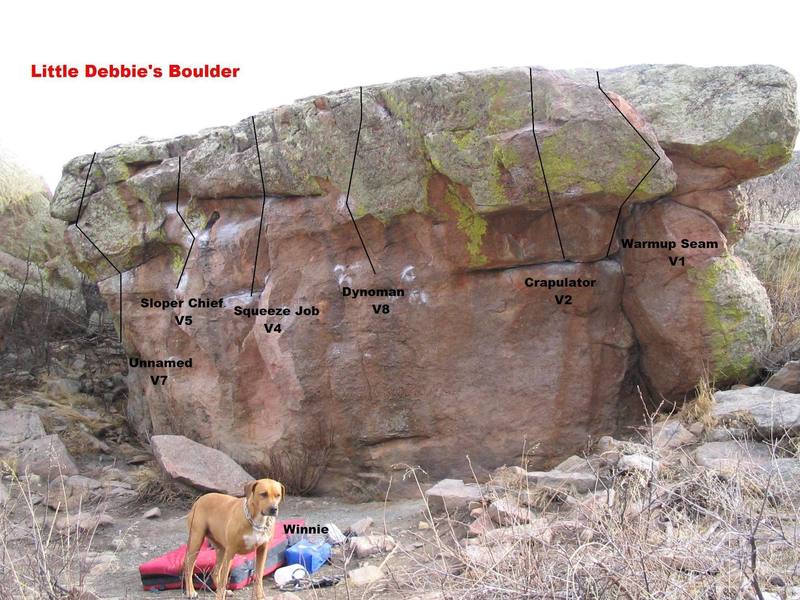 Right side of Little Debbie's Boulder.