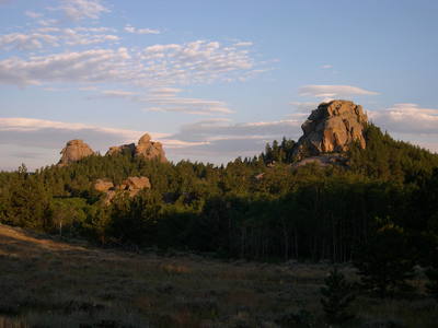 View from the East looking towards Spectreman.  Spectreman is on the right hand buttress in the photo and is formed by the large block leaning against the wall.