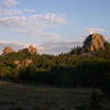 View from the East looking towards Spectreman.  Spectreman is on the right hand buttress in the photo and is formed by the large block leaning against the wall.