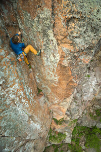 Layla nearing the top on a lead ascent