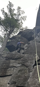 Ross enjoying the good holds before the final roof